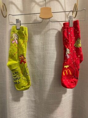 McDonald's Dr. Seuss Grinch Crew Socks - Red & Lime